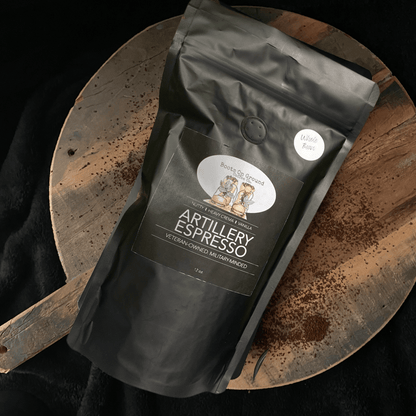 "Artillery Espresso" Fresh Roasted 12 oz Bag of Gourmet Coffee - Boots on ground coffee coCoffee Grounds
