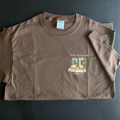 Brown Logo Tee - Boots on ground coffee co