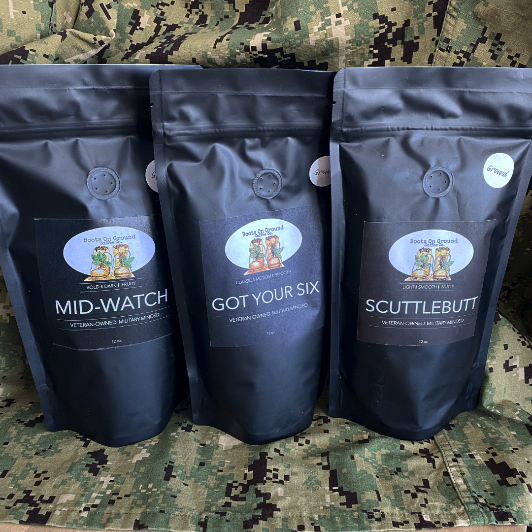 Fresh Roasted Gourmet Coffee Sampler Set - 3 Pack - Boots on ground coffee coCoffee Grounds