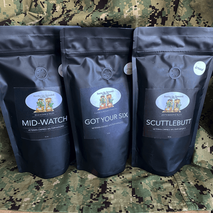 Fresh Roasted Gourmet Coffee Sampler Set - 3 Pack - Boots on ground coffee coCoffee Grounds