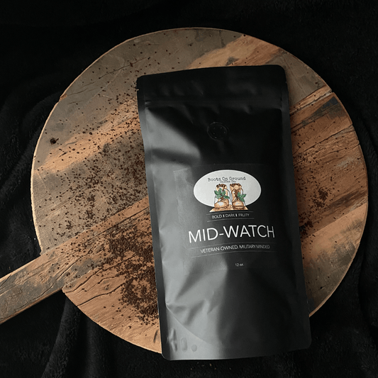 "Mid Watch" Fresh Roasted 12 oz Bag of Gourmet Coffee - Boots on ground coffee coCoffee Grounds